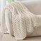 BEDELITE Fleece Throw Blanket for Couch 300GSM Soft Warm Fluffy Beige Blanket Decorative and Giftable Striped Blankets for Women Men 50x70
