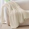 BEDELITE Fleece Throw Blanket for Couch 300GSM Soft Warm Fluffy Beige Blanket Decorative and Giftable Striped Blankets for Women Men 50x70