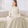 BEDELITE Fleece Throw Blanket for Couch 300GSM Soft Warm Fluffy Beige Blanket Decorative and Giftable Striped Blankets for Women Men 50x70