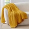 BEDELITE Fleece Throw Blanket for Couch 300GSM Soft Warm Fluffy Mustard Yellow Blanket Decorative and Giftable Striped Blankets for Women Men 50x60