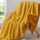 BEDELITE Fleece Throw Blanket for Couch 300GSM Soft Warm Fluffy Mustard Yellow Blanket Decorative and Giftable Striped Blankets for Women Men 50x60