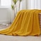 BEDELITE Fleece Throw Blanket for Couch 300GSM Soft Warm Fluffy Mustard Yellow Blanket Decorative and Giftable Striped Blankets for Women Men 50x60