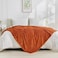 Bnuitland Burnt Orange Fleece Throw Blanket for Couch 300GSM Soft Warm Cozy Fluffy Throw for Adults Kids Stripe Pattern 50x60 All Season Sofa Bed Blanket for Home Decor