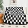 Xiashrk Checkered Blanket Soft Cozy Checkered Throw Blanket for Couch Bed Knitted Throw Blanket for Sofa Chair Lightweight Comfy Travel Picnic Blankets Gift Black Throw 50x60