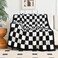 Xiashrk Checkered Blanket Soft Cozy Checkered Throw Blanket for Couch Bed Knitted Throw Blanket for Sofa Chair Lightweight Comfy Travel Picnic Blankets Gift Black Throw 50x60