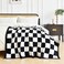 Xiashrk Checkered Blanket Soft Cozy Checkered Throw Blanket for Couch Bed Knitted Throw Blanket for Sofa Chair Lightweight Comfy Travel Picnic Blankets Gift Black Throw 50x60