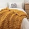 MocaDng Chunky Knit Blanket Throw 4040 Hand Knitted Warm Chenille Throw Blanket Home Decor Soft Thick Yarn Cable Knit BlanketSoft Breathable Fleece Banket Christmas for Couch Bed Sofa Best Gift Yellow