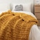 MocaDng Chunky Knit Blanket Throw 4040 Hand Knitted Warm Chenille Throw Blanket Home Decor Soft Thick Yarn Cable Knit BlanketSoft Breathable Fleece Banket Christmas for Couch Bed Sofa Best Gift Yellow
