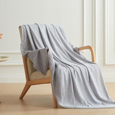 COOVA Lightweight Knit Throw Blanket for Couch Decorative Blanket Soft and Cozy Throw for Sofa Bed or Chair Living Room Light Grey 50x60 inches