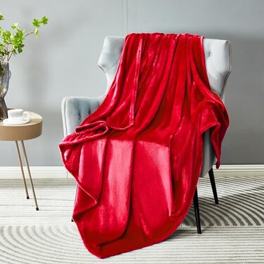 DREAMNINE Extra Soft Fuzzy Fleece Throw Blanket for Couch Sofa Chair 50 x 60 Decorative Solid Lightweight Fluffy Velvet BlanketsCozy Accent Shaggy Plush Warm Flannel Blanket for Winter BedroomRed