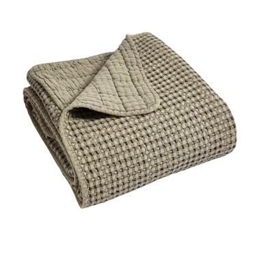 Levtex Home Mills Waffle Throw Taupe Cotton Waffle Throw Size 50 x 60in