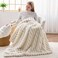NEWCOSPLAY Faux Fur Throw Blanket Ivory 3D Ribbed Plush Thick Warm Blanket for Couch Sofa Bed 850GSM Ivory Ribbed Throw50x60