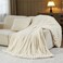 NEWCOSPLAY Faux Fur Throw Blanket Ivory 3D Ribbed Plush Thick Warm Blanket for Couch Sofa Bed 850GSM Ivory Ribbed Throw50x60
