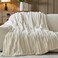 NEWCOSPLAY Faux Fur Throw Blanket Ivory 3D Ribbed Plush Thick Warm Blanket for Couch Sofa Bed 850GSM Ivory Ribbed Throw50x60