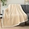 PAVILIA Cream Couch Blanket Throw Reversible Sherpa Chevron Soft Cozy Jacquard Weave Textured Blanket for Sofa Bed Thick Warm Large Fleece Car Blanket Decorative Plush Home Decor 50x60 Ivory Beige