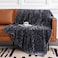 Serenhom Soft Cozy Fleece Throw Blanket 50x60 Inches Lightweight Plush Blanket for Couch Fuzzy 3D Jacquard Design for Sofa Bed Travel Dark Grey