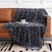 Serenhom Soft Cozy Fleece Throw Blanket 50x60 Inches Lightweight Plush Blanket for Couch Fuzzy 3D Jacquard Design for Sofa Bed Travel Dark Grey