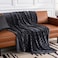Serenhom Soft Cozy Fleece Throw Blanket 50x60 Inches Lightweight Plush Blanket for Couch Fuzzy 3D Jacquard Design for Sofa Bed Travel Dark Grey