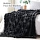 Smoofy Faux Fur Throw Blanket for Couch Black Super Soft Cozy Bubble Blanket Fluffy Plush Fuzzy Throw for Sofa Bed Thick Lightweight Warm Blanket Luxury Aesthetic Gift for Women 50x60