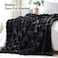 Smoofy Faux Fur Throw Blanket for Couch Black Super Soft Cozy Bubble Blanket Fluffy Plush Fuzzy Throw for Sofa Bed Thick Lightweight Warm Blanket Luxury Aesthetic Gift for Women 50x60