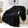 Smoofy Faux Fur Throw Blanket for Couch Black Super Soft Cozy Bubble Blanket Fluffy Plush Fuzzy Throw for Sofa Bed Thick Lightweight Warm Blanket Luxury Aesthetic Gift for Women 50x60