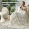 Snuggle Sac Cream Checkered Throw BlanketFluffy Faux Fur Reversible Soft Microfiber Warm Throw Blankets for Couch SofaTravelCute Lightweight Striped Throws for Women Heather Cream 50x60 inches