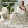 Snuggle Sac Cream Checkered Throw BlanketFluffy Faux Fur Reversible Soft Microfiber Warm Throw Blankets for Couch SofaTravelCute Lightweight Striped Throws for Women Heather Cream 50x60 inches