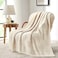 Snuggle Sac Cream Checkered Throw BlanketFluffy Faux Fur Reversible Soft Microfiber Warm Throw Blankets for Couch SofaTravelCute Lightweight Striped Throws for Women Heather Cream 50x60 inches