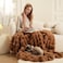 macinso Super Comfort Oversized Warm Thick Bubble Luxury Plush Rabbit Faux Fur Throw Blanket Fluffy BlanketSoft Cozy Blanket for Couch Chair Bed Sofa Living Room Brown 50inX60in