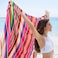 Tudomro 4 PCS Large Authentic Mexican Blankets Colorful Mexican Striped Throw Blankets Serape Fiesta Beach Fringe Yoga for Home Office Camping Picnic Bright
