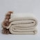 vctops Fur Pom Pom Knit Throw Blanket Super Soft Warm Cozy Cable Knitted Blanket for Sofa and Couch 51 x 63 Inch Beige Apricot