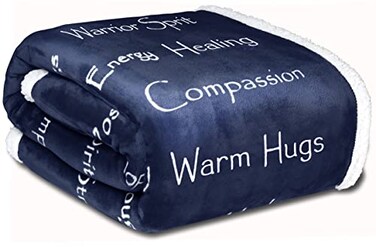 WOLF CREEK BLANKET Compassion Blanket Brand Strength Courage Super Soft Warm Hugs Get Well Gift Blanket Plush Healing Thoughts Positive Energy Love Hope Blue 50 x 65 Sherpa