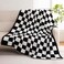 YIRUIO Checkered Knit Throw Blanket Ultra Soft Microfiber ReversibleFluffy Fuzzy Cozy Throw for BedSofa Couch Home Decor Gift Black