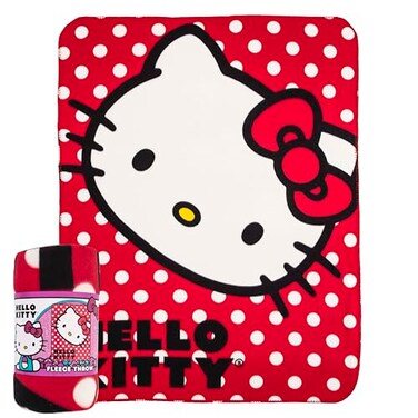 Northwest Sanrio Hello Kitty Polka Dot Kitty Fleece Throw Blanket Soft 45 x 60Inches Multi Color