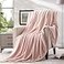 Bertte Plush Throw Super Soft Fuzzy Warm Blanket 330 GSM Lightweight Fluffy Cozy Luxury Decorative Stripe Blanket for Bed Couch 50x 60 Pink