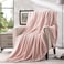 Bertte Plush Throw Super Soft Fuzzy Warm Blanket 330 GSM Lightweight Fluffy Cozy Luxury Decorative Stripe Blanket for Bed Couch 50x 60 Pink