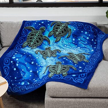 Dawhud Direct Sea Turtle Fleece Blanket for Bed 50x60 Inches Super Soft Plush Ocean Blanket Queen Size