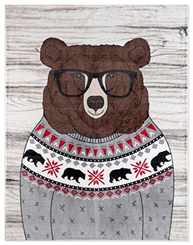 Safdie & Premium Printed Flannel Throw Blanket 60x48 Super Soft Lightweight Microplush Cozy and Functional Throw Blanket Bear