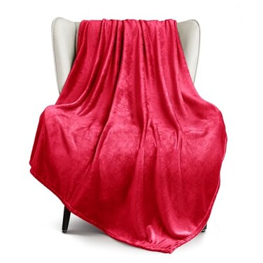 Exclusivo Mezcla Fleece Throw Blanket for Couch Sofa 300GSM Super Soft and Warm Blankets Red Throw All Season Use Cozy Plush Lightweight 50x60 Inches
