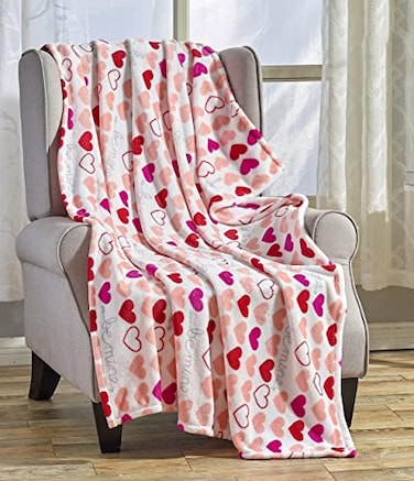 FAITH, HOPE, FAITH HOPE LOVE HOME DCOR Hearts Throw Blanket Ultra Soft Microplush 50x60 Cozy Love Theme Gift for Couch Bed Travel Washable Be Mine