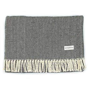 Sferra Celine Herringbone Throw in Black