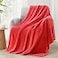 Exclusivo Mezcla Soft Fleece Throw Blanket for Couch Cozy Lightweight Blankets with Decorative Wave Textured Suitable for All Season Use Red 50x70 Inches
