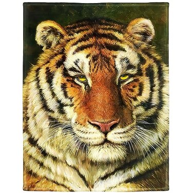 HommomH 60x80 Yellow Tiger Face Blanket Animal Art Painting Soft Fluffy Fleece Throw for Couch Sofa Bed
