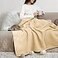 THREAD SPREAD Organic GOTS Cotton Blanket FullQueen 350 GSM Antistatic Fuzzy Soft Lightweight Sofa Camping Travel Perfect Herringbone All Seasons Throw Beige Trendy Tote Bag