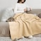 THREAD SPREAD Organic GOTS Cotton Blanket FullQueen 350 GSM Antistatic Fuzzy Soft Lightweight Sofa Camping Travel Perfect Herringbone All Seasons Throw Beige Trendy Tote Bag