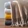 EP Mode Fringed Mulberry Silk Throw Blanket for Sofa Rugby Tan