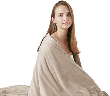 Degrees of Weighted Blanket for Adults 20lbs Queen Size Soft Cozy Fleece Sherpa Heavy Blankets for Sofa Bed Dual Sided Comfort Send Beige 60x80 Inch