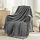 Exclusivo Mezcla Fleece Throw Blanket Extra Large Super Soft and Warm Blankets for Couch Sofa and Bed Waffle Textured Cozy Fuzzy and Lightweight Dark Grey 50x70 Inches