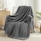Exclusivo Mezcla Fleece Throw Blanket Extra Large Super Soft and Warm Blankets for Couch Sofa and Bed Waffle Textured Cozy Fuzzy and Lightweight Dark Grey 50x70 Inches