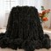 MYRU Plush Super Soft Blanket Bedding Sofa Cover Furry Fuzzy Fur Warm Throw Qulit Cozy Couch Blanket for Winter 63x79 Black